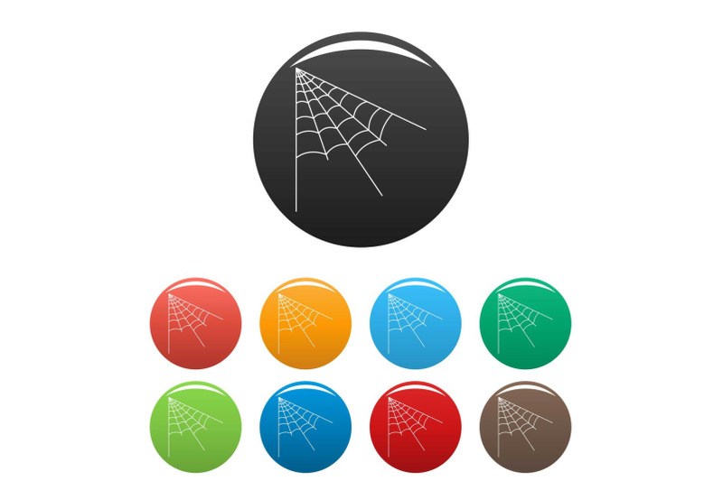angle-spiderweb-icons-set-color-vector