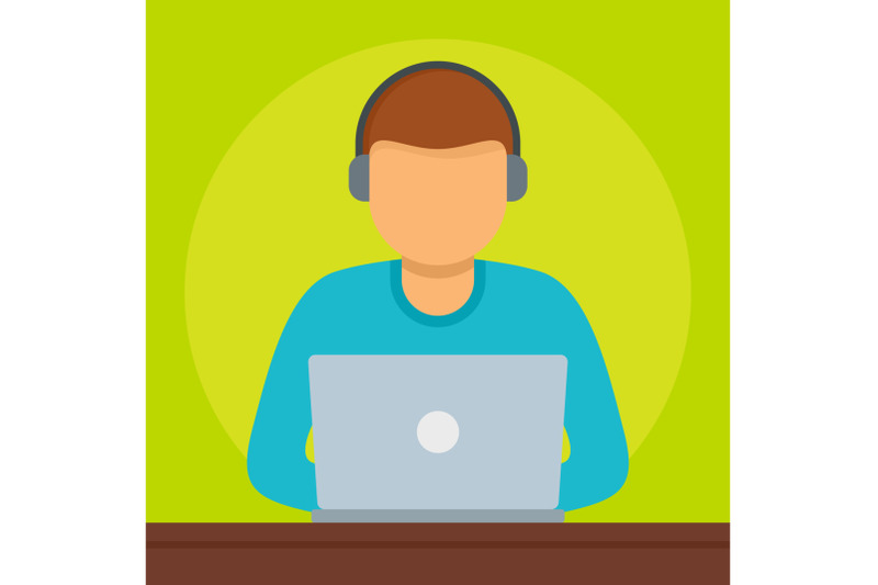 man-at-laptop-icon-flat-style