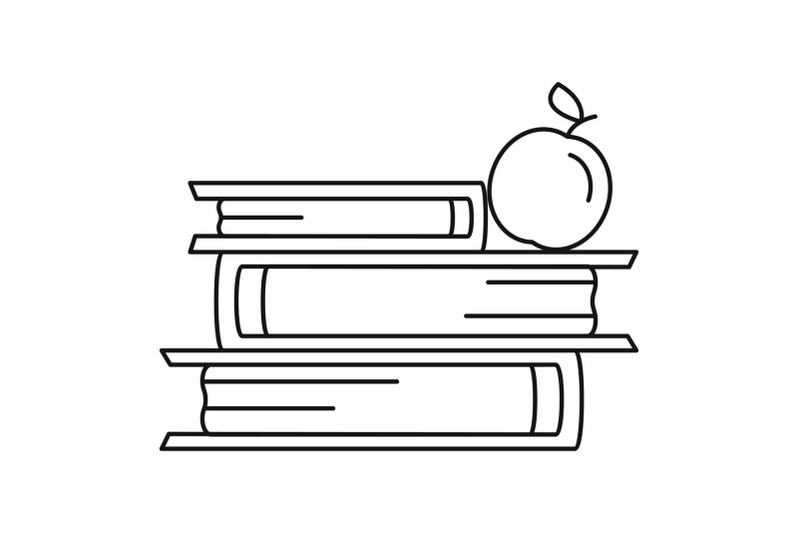 books-and-apple-icon-outline-style