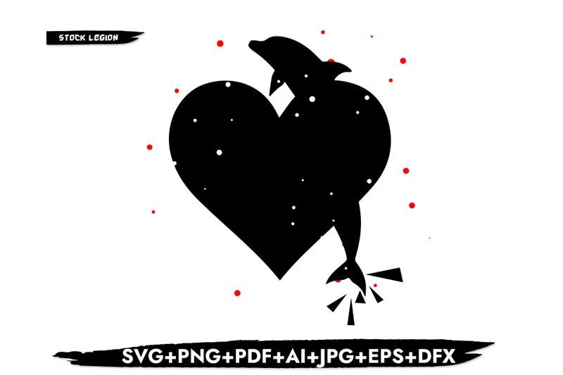 dolphin-heart-black-red-dots-svg