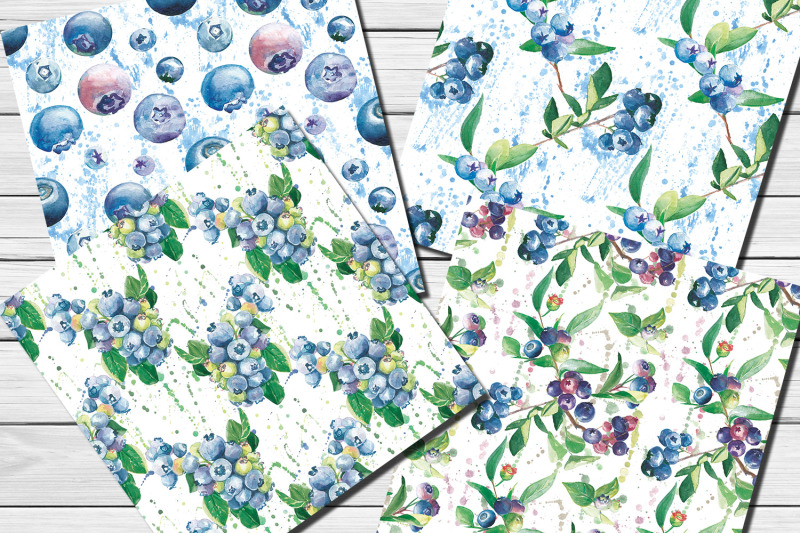 blueberry-watercolor-seamless-patterns