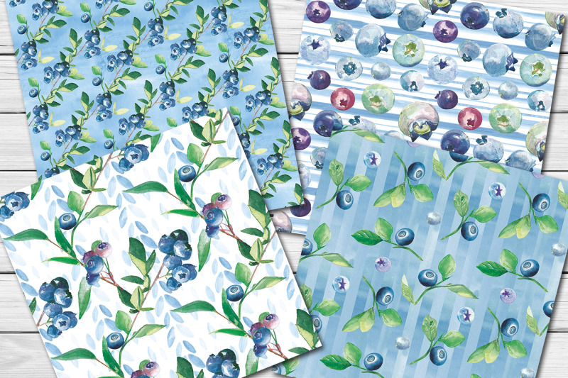 blueberry-watercolor-seamless-patterns