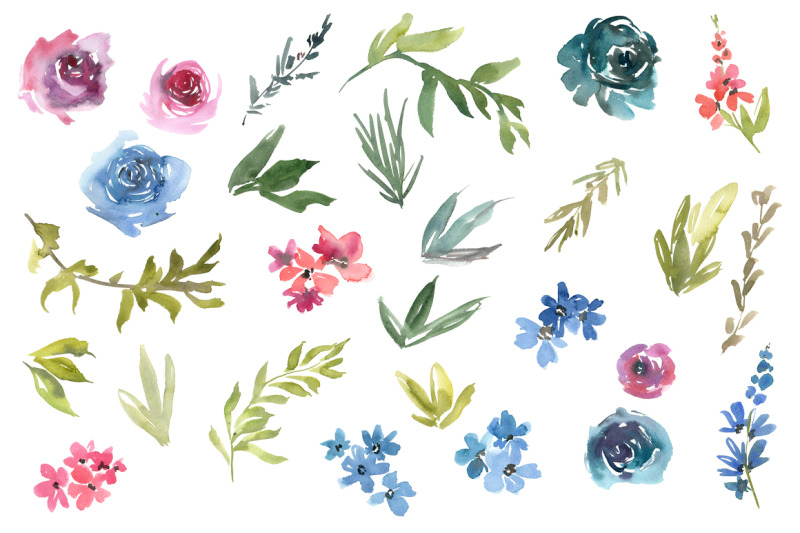 watercolor-summer-flowers-bouquet-amp-wreath