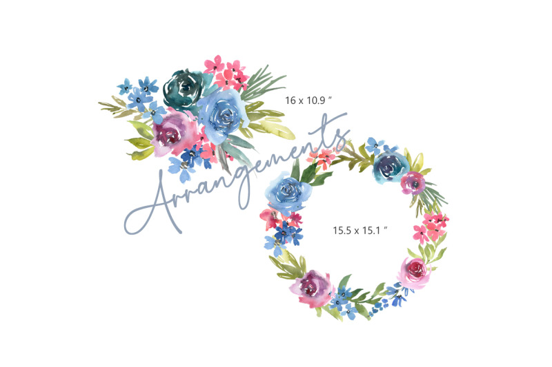 watercolor-summer-flowers-bouquet-amp-wreath