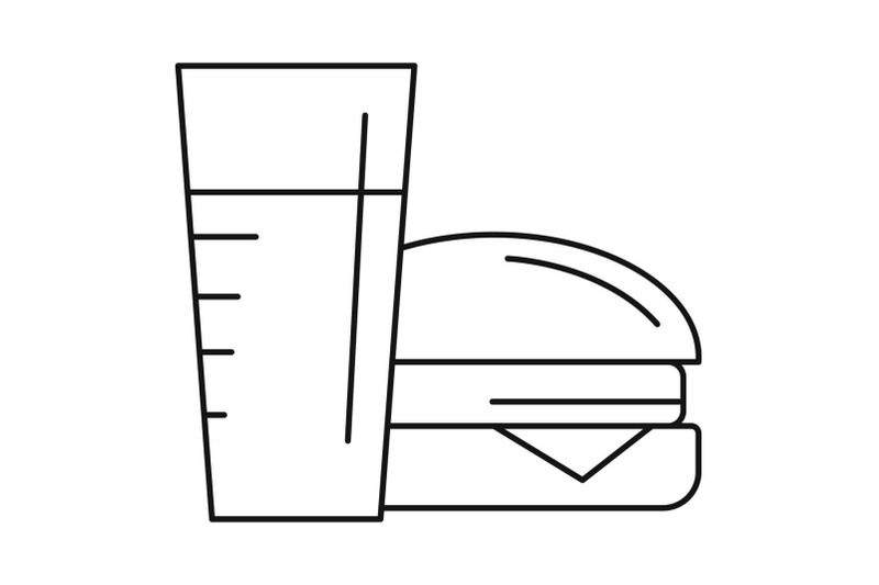 bowling-burger-and-drink-icon-outline-style