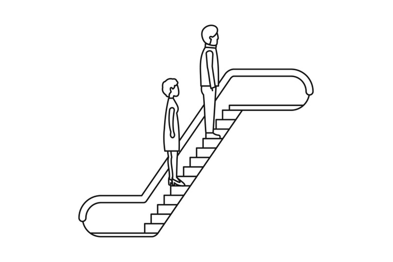 people-escalator-icon-outline-style