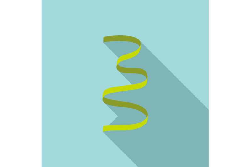 green-curly-ribbon-icon-flat-style