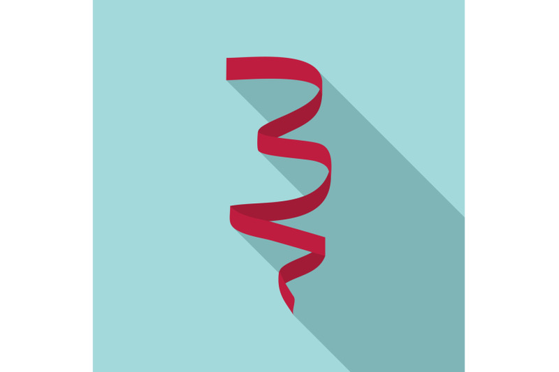 red-curl-ribbon-icon-flat-style