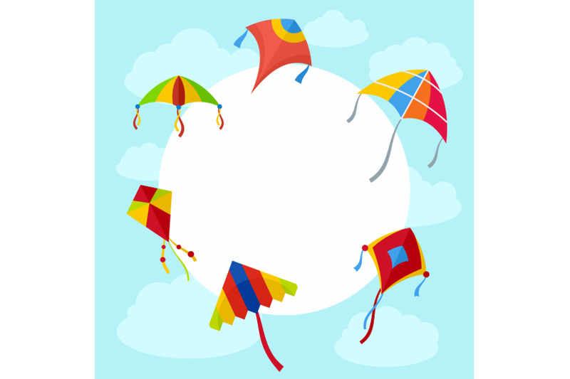 kites-in-the-sky-background-flat-style