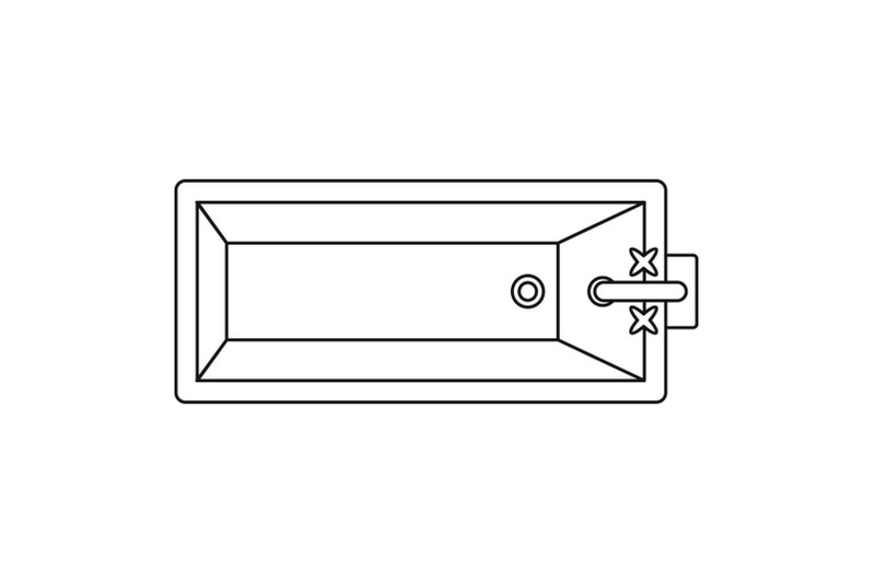 top-view-bathtube-icon-outline-style