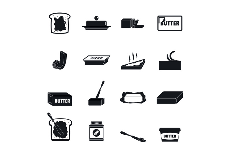 butter-curl-block-icons-set-simple-style