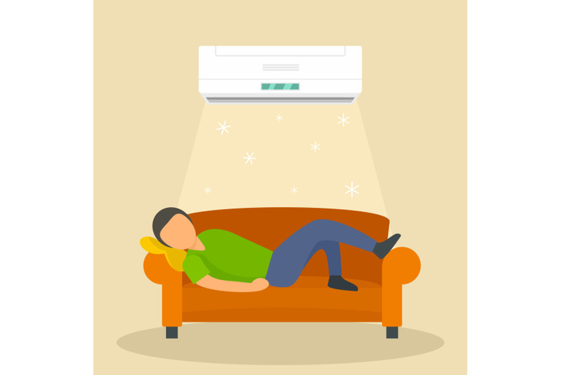 conditioning-man-at-sofa-background-flat-style