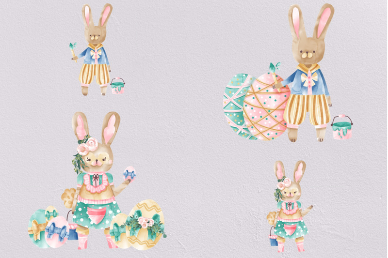 watercolor-easter-elements-bunny-eggs-transparent-png-clipart