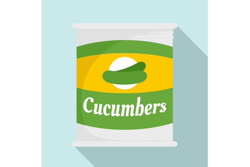 cucumbers-tin-can-icon-flat-style