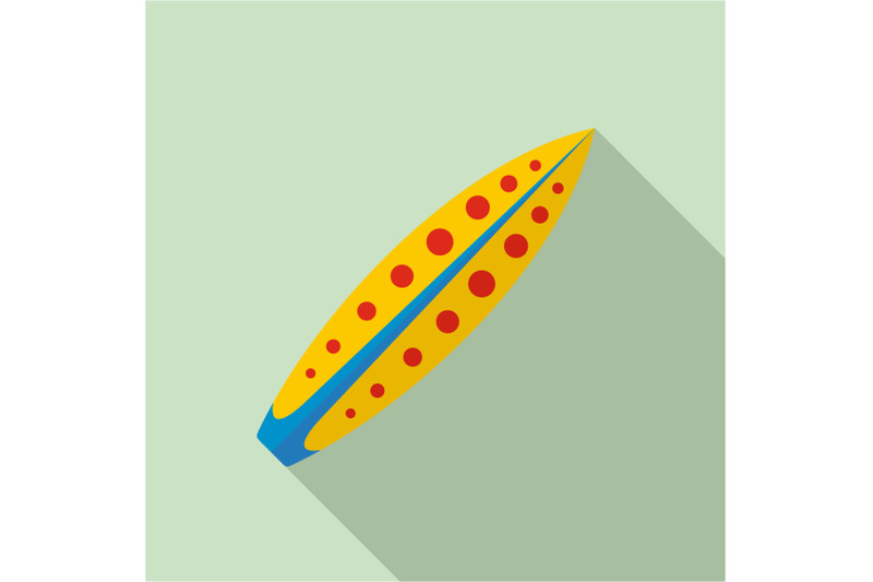 yellow-red-dot-surfboard-icon-flat-style