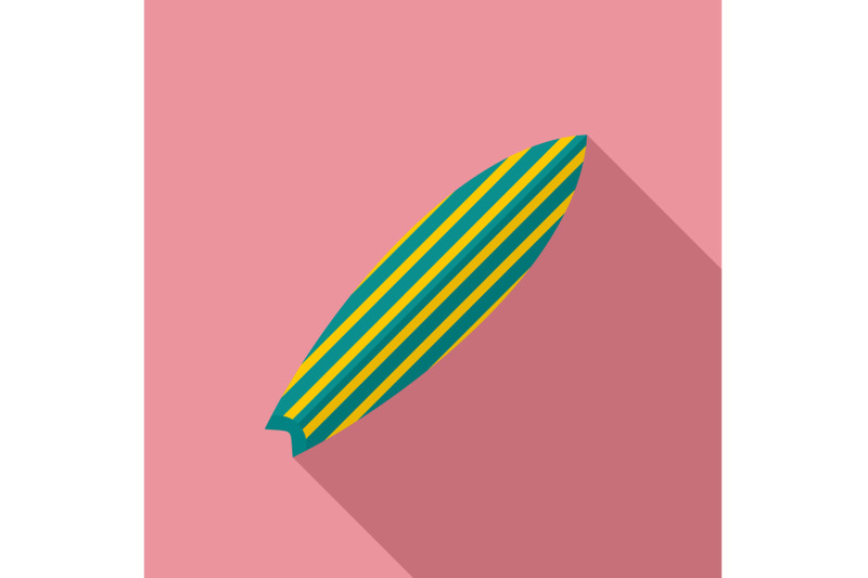 green-striped-surfboard-icon-flat-style