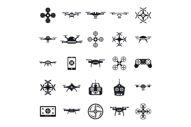 drone-camera-quadcopter-icons-set-simple-style