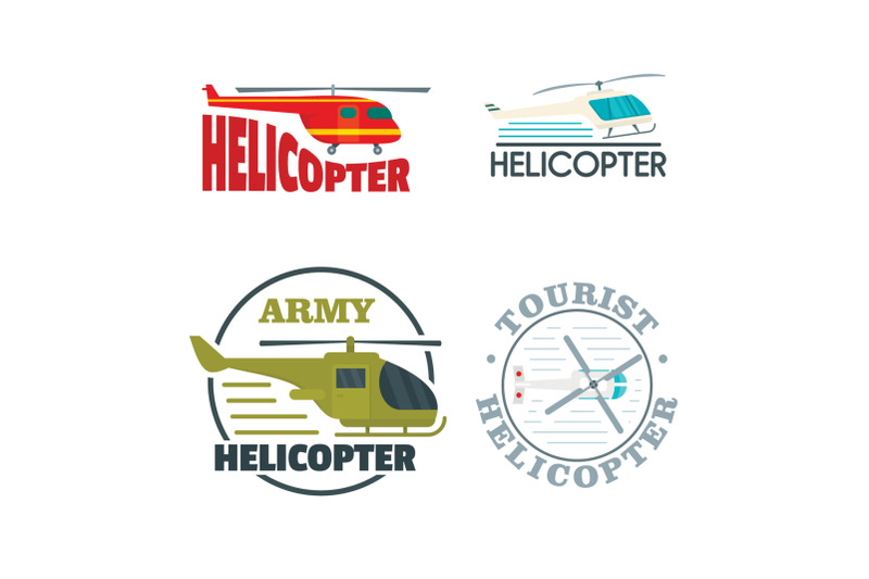 helicopter-drone-logo-icons-set-flat-style