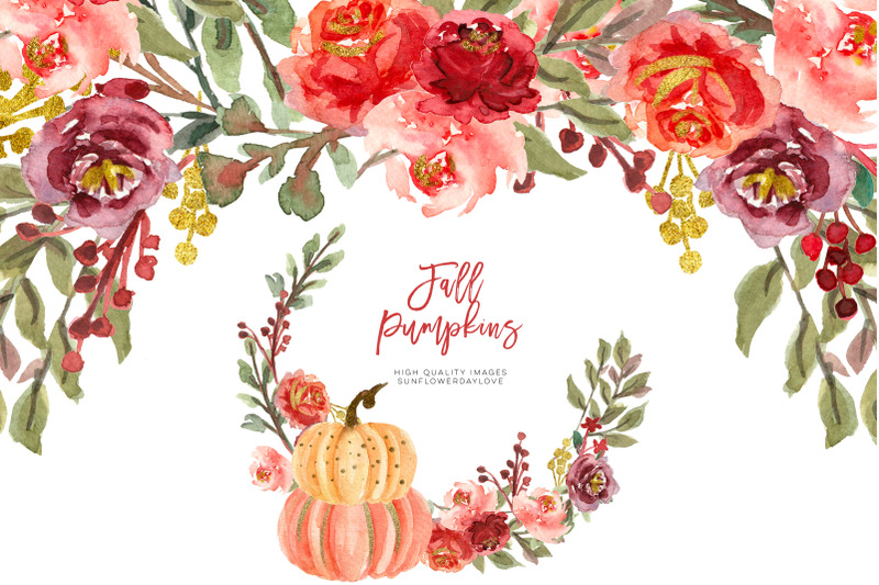 gold-marsala-autumn-pumpkin-clipart-fall-pumpkin-watercolor-burgundy