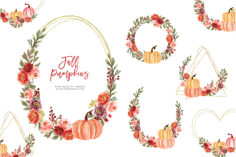 gold-marsala-autumn-pumpkin-clipart-fall-pumpkin-watercolor-burgundy