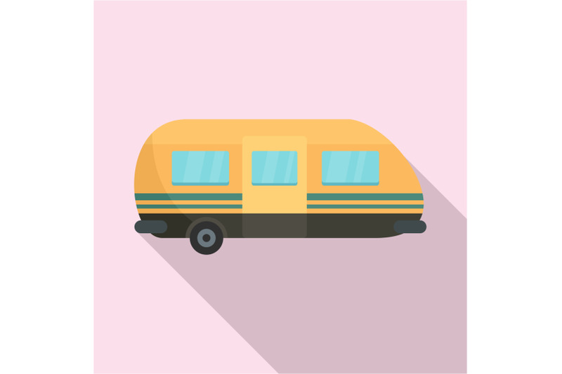 summer-camp-trailer-icon-flat-style