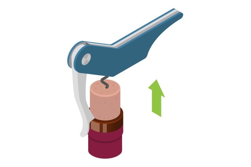 blue-corkscrew-icon-isometric-style