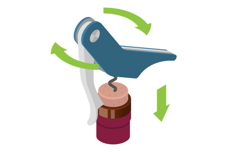 blue-metal-corkscrew-icon-isometric-style