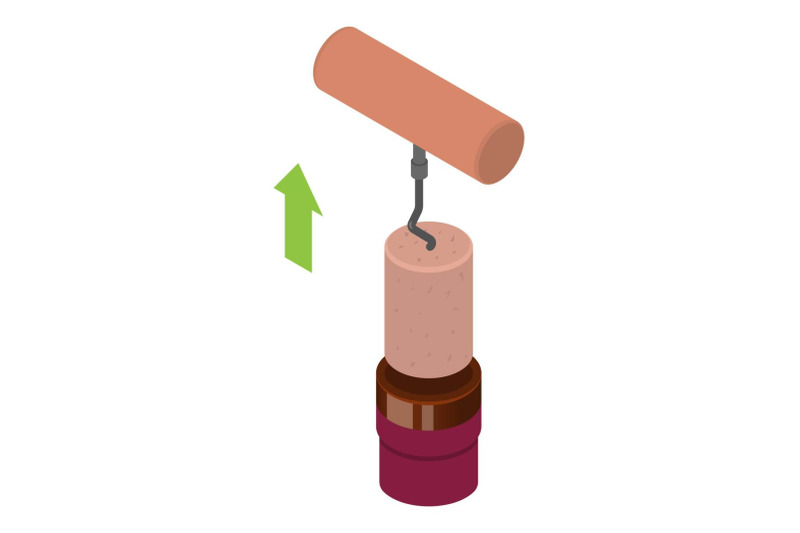 retro-corkscrew-icon-isometric-style