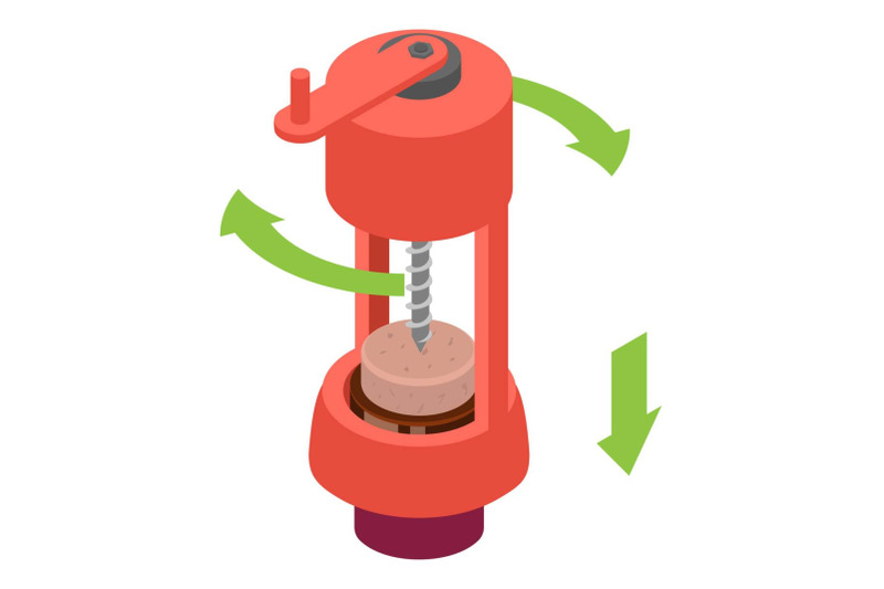 open-wine-bottle-mechanical-corkscrew-icon-isometric-style