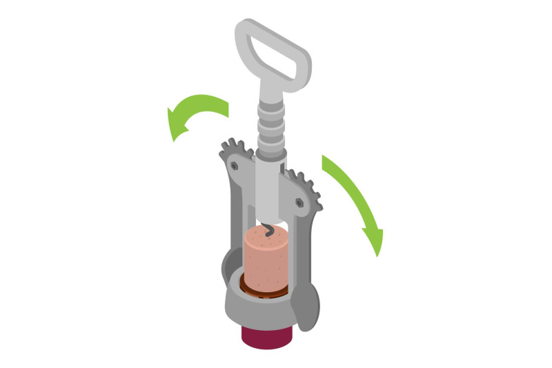 metal-corkscrew-icon-isometric-style