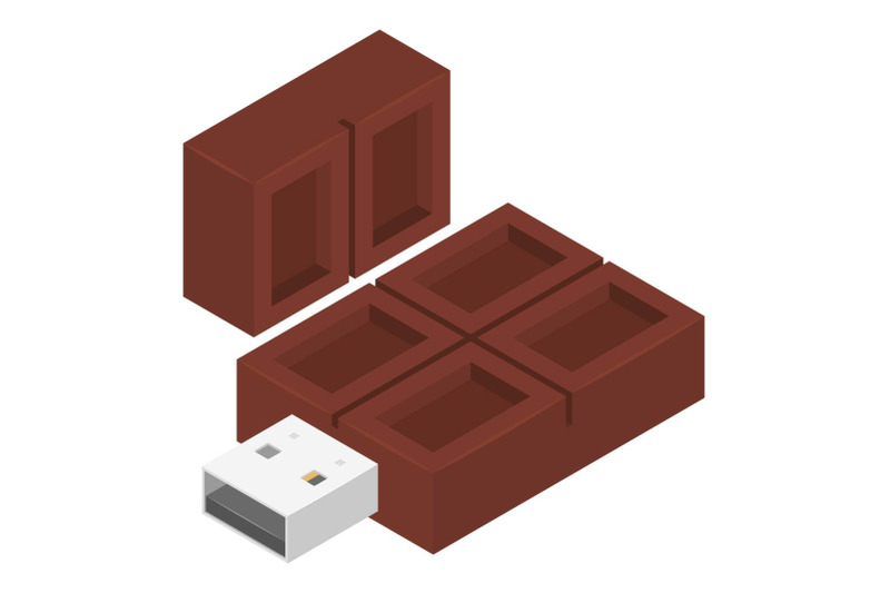 choco-usb-flash-icon-isometric-style