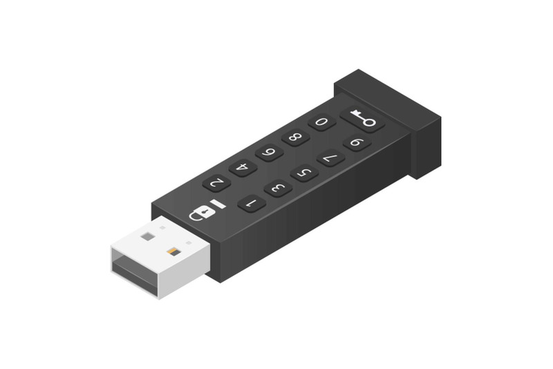 password-usb-flash-icon-isometric-style