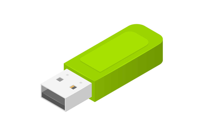 green-usb-flash-icon-isometric-style