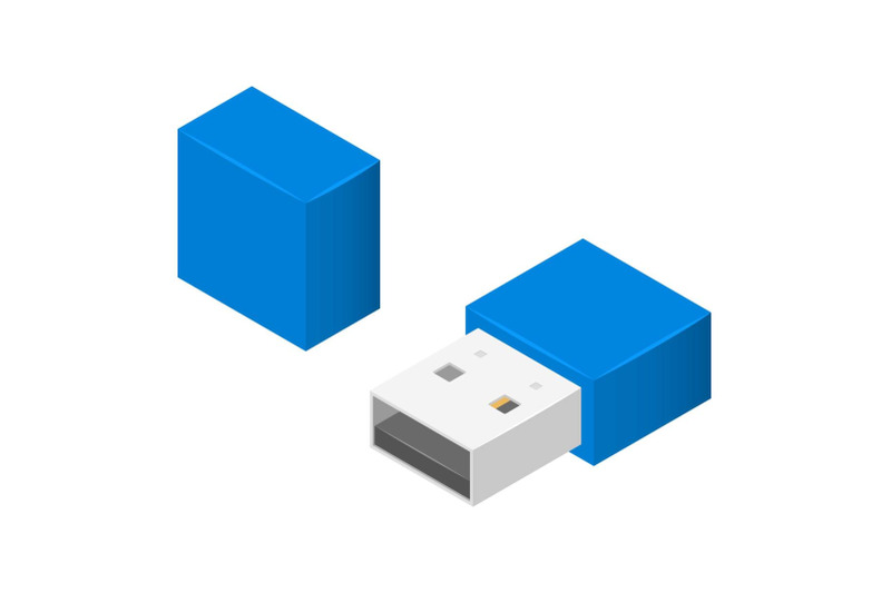 small-usb-flash-icon-isometric-style