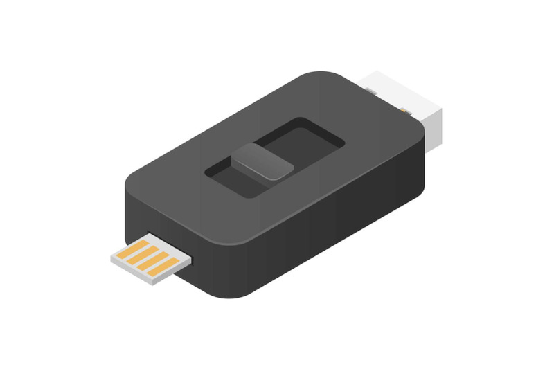 black-usb-flash-icon-isometric-style