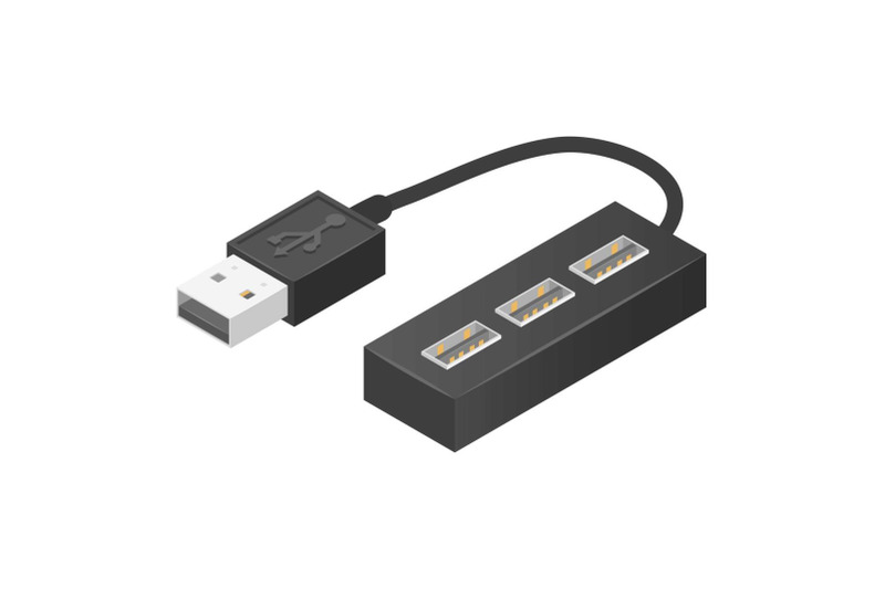 cable-usb-hub-icon-isometric-style