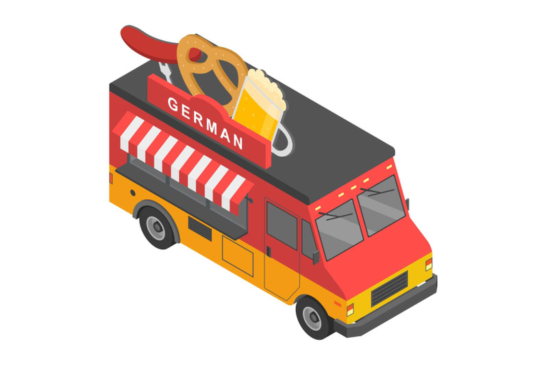 german-food-truck-icon-isometric-style