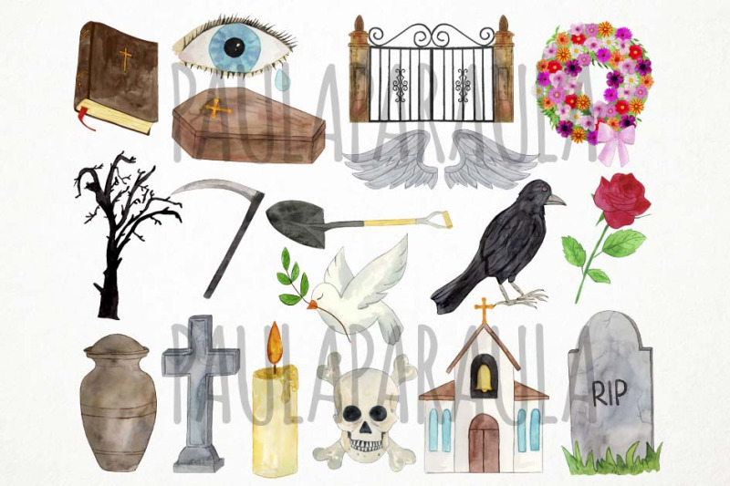 watercolor-cemetery-clipart-funeral-clipart-burial-clipart-tomb