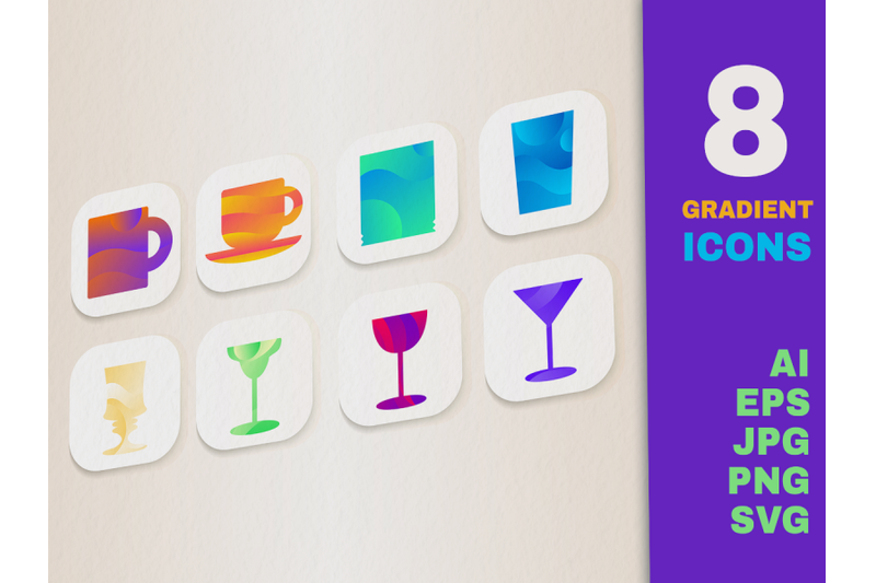 gradient-drink-icons-set