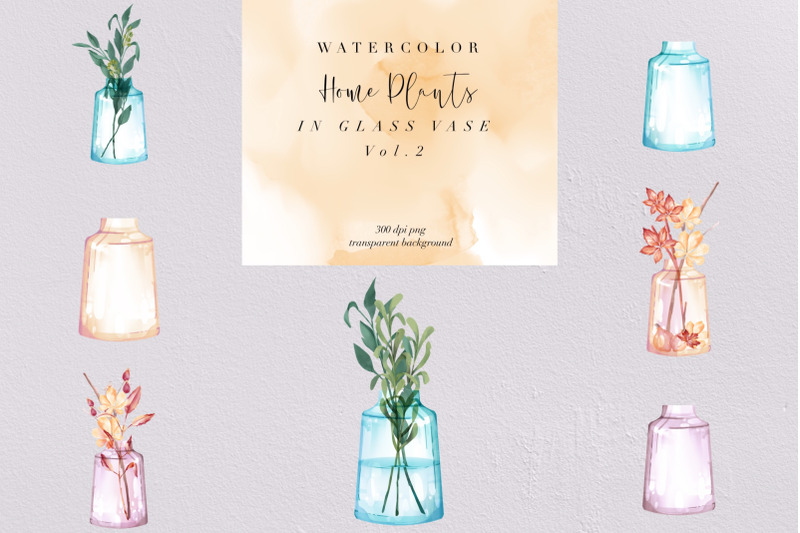 watercolor-home-plants-clipart-glass-vase-png-vol-2-nature-clipart