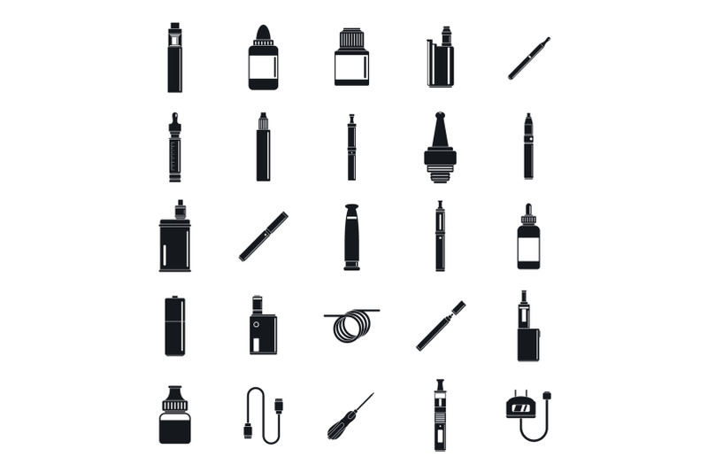 electronic-cigarette-mod-icons-set-simple-style