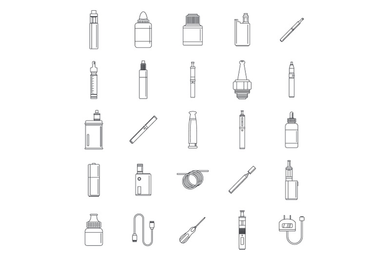 electronic-cigarette-mod-icons-set-outline-style