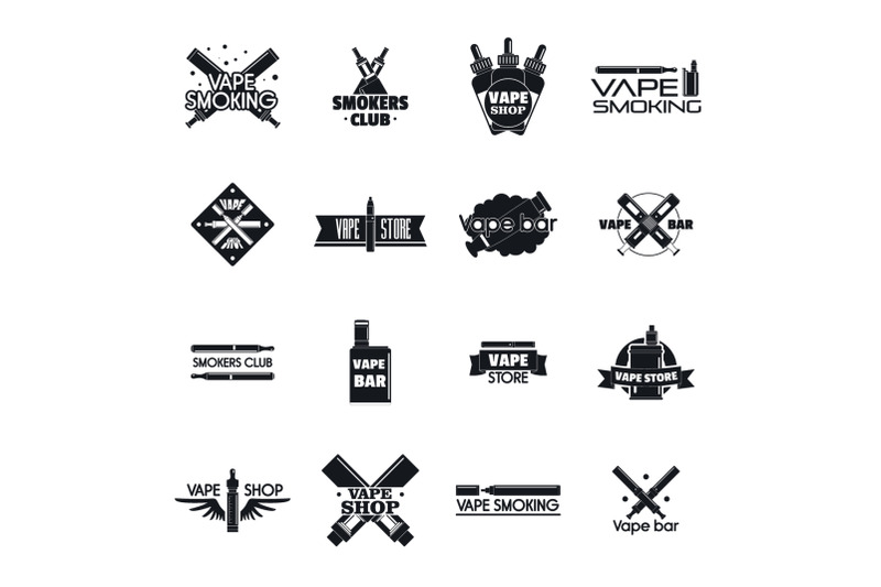 electronic-cigarette-mod-logo-set-simple-style
