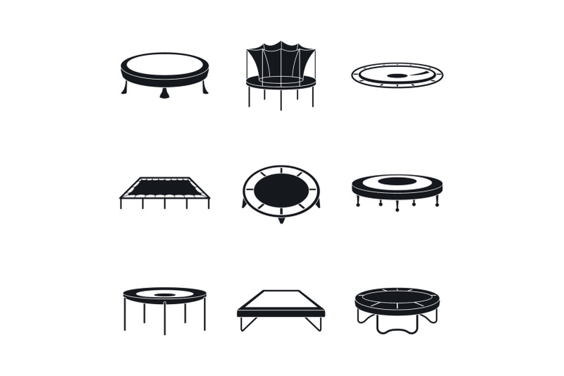trampoline-jumping-park-icons-set-simple-style