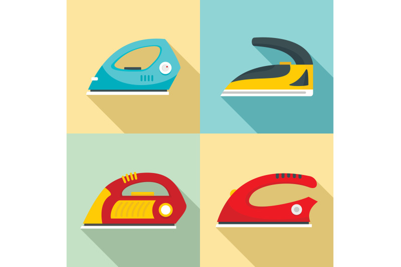 smoothing-iron-drag-icons-set-flat-style