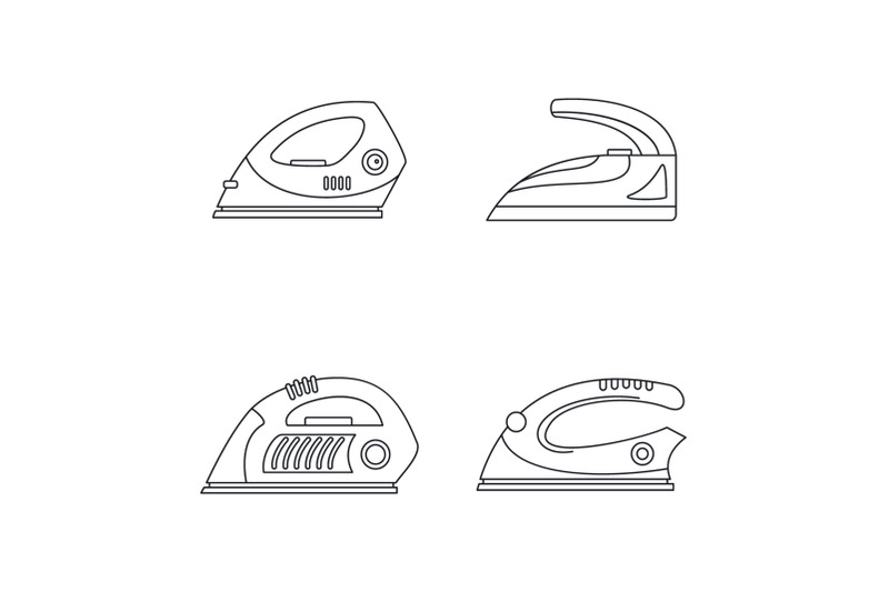 smoothing-iron-drag-icons-set-outline-style