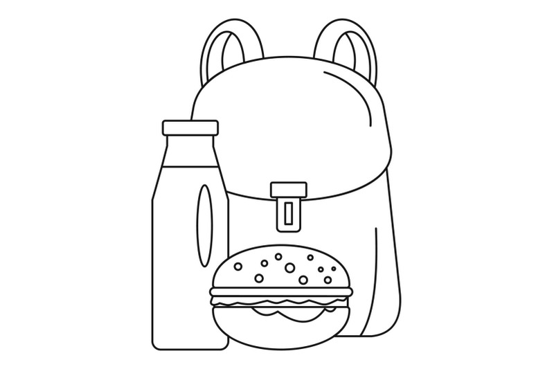 backpack-milk-burger-icon-outline-style