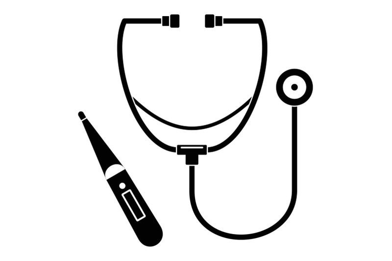 stethoscope-thermometer-icon-simple-style