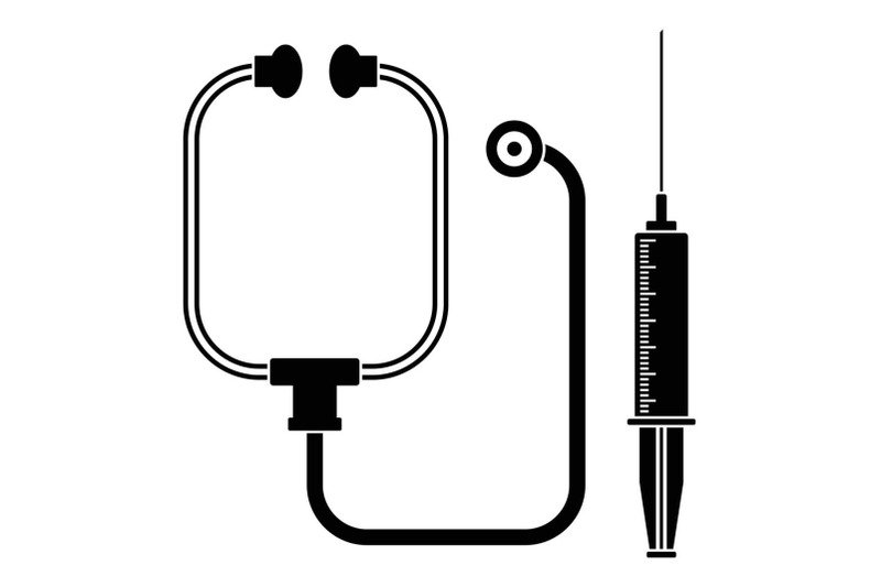 stethoscope-syringe-icon-simple-style