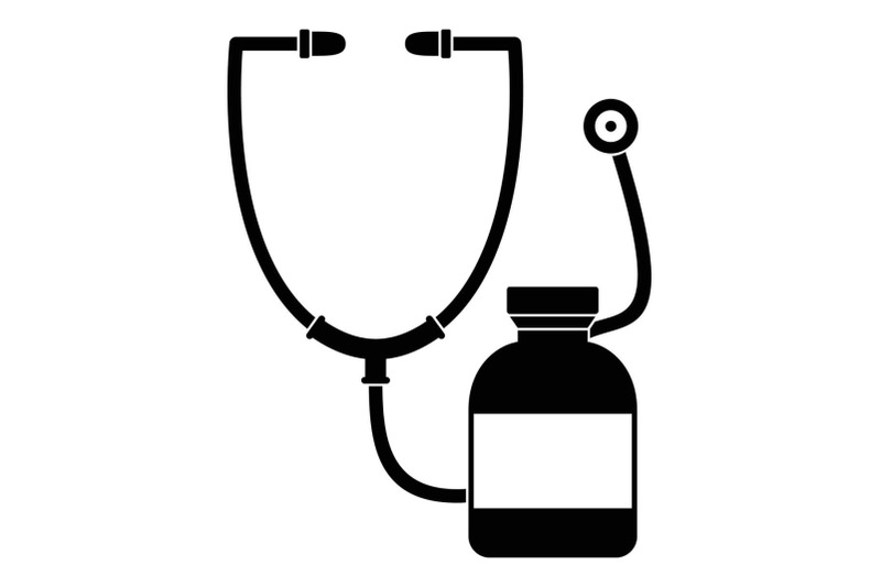 stethoscope-medical-bottle-icon-simple-style